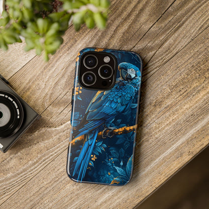 Tough Cases - Vibrant Blue Parrot Phone Case, Tropical Bird Phone Cover, Nature Lover Gift, Eco-Friendly Accessories, Unique Wildlife Decor