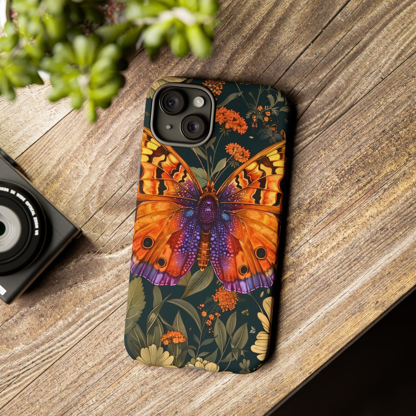 Butterfly Phone Case, Tough Cases for Nature Lovers, Vibrant Floral Design, Gift for Her, Cute Phone Accessories, Butterfly Artwork