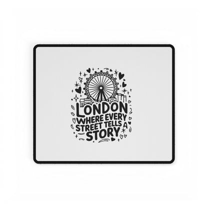 London Story Desk Mat - Inspirational Office Decor, Gift for Travelers, Custom Mouse Pad, Desk Accessories, Unique Home Office