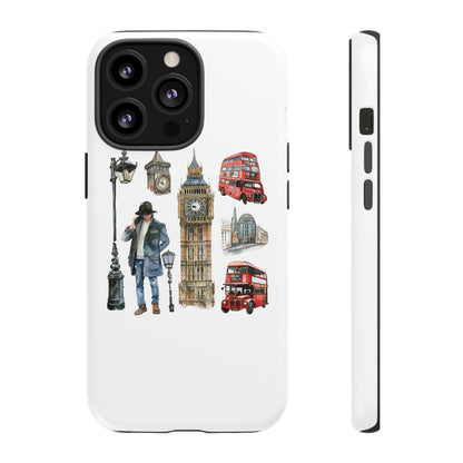 London Iconic Design Phone Case, Tough Cases, Gift for Travelers, London Souvenir, London Icons, Red Bus Phone Case