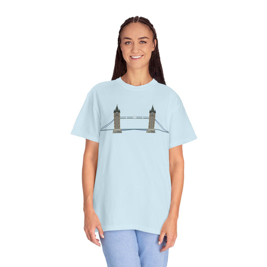Unisex Garment-Dyed T-shirt - Tower Bridge - Iconic London Landmark Illustration