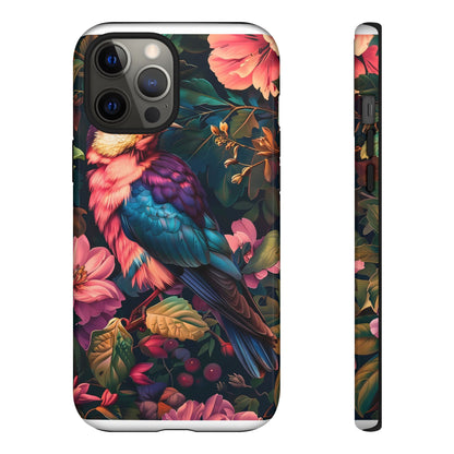Tough Cases: Vibrant Tropical Bird Phone Case, Floral Smartphone Cover, Nature Lover Gift, Boho Phone Accessory, Cute Bird Case