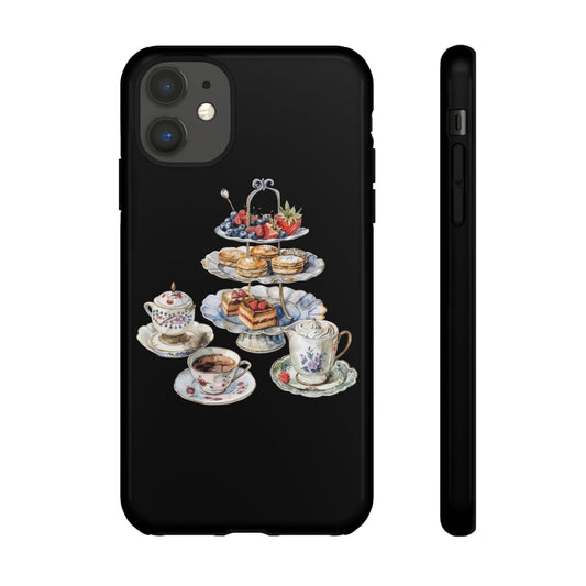 Decorative Phone Case with Vintage Tea Party Design, Cute Gift for Tea Lovers, Floral Phone Cover, Ideal for Birthdays & Holidays