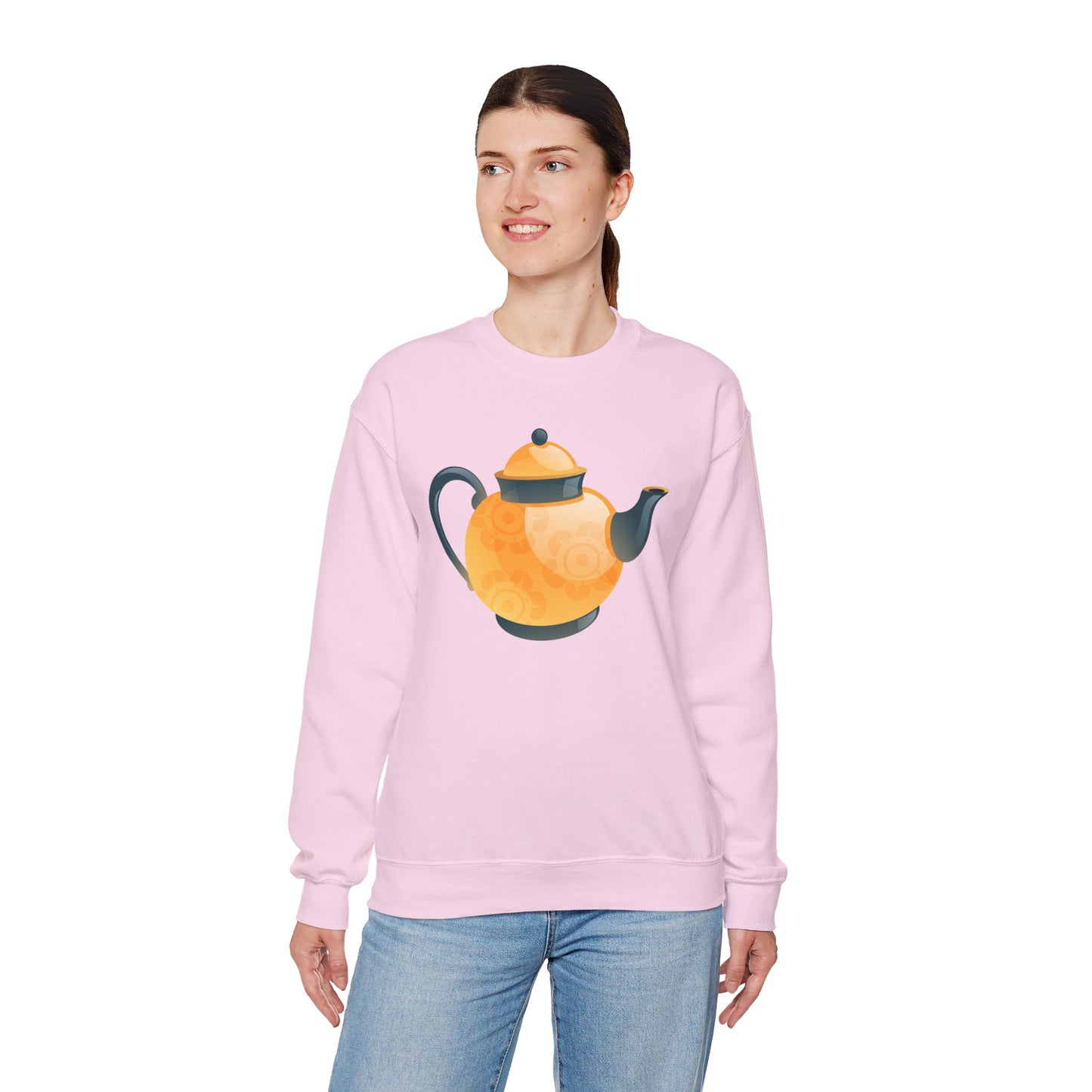 Unisex Heavy Blend™ Crewneck Sweatshirt - Classic British Tea Kettle - Timeless Elegance in Tea Time