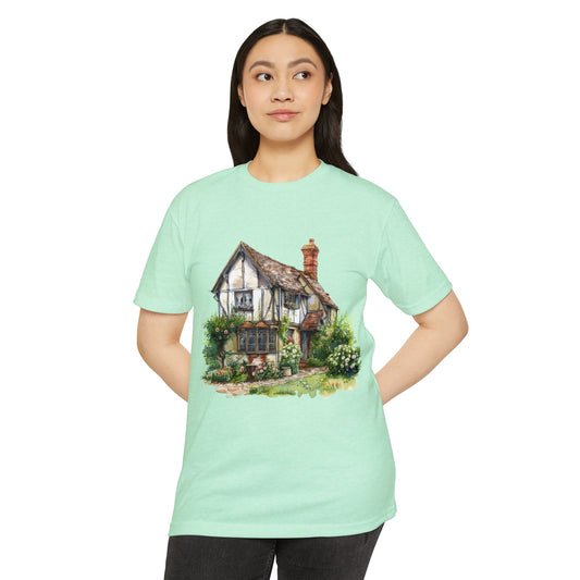 Unisex CVC Jersey T-shirt - From Thatched Roofs to Stone Walls - British Village Houses