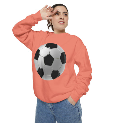 Unisex Garment-Dyed Sweatshirt - Dynamic Football Design - Sports Passion and Energy