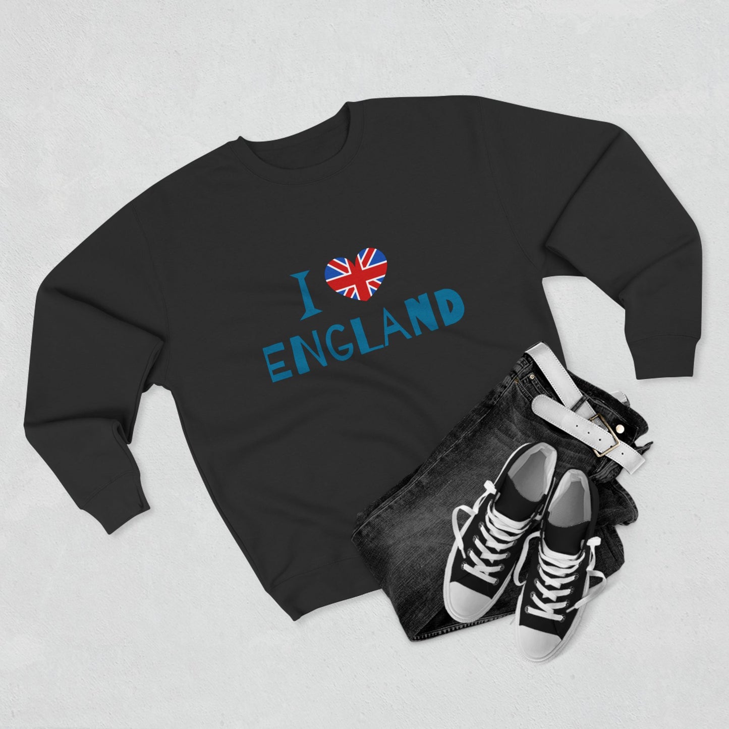 Unisex Crewneck Sweatshirt - I Love England - Union Jack Heart Design