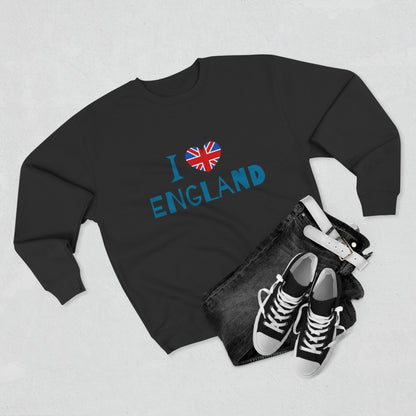 Unisex Crewneck Sweatshirt - I Love England - Union Jack Heart Design
