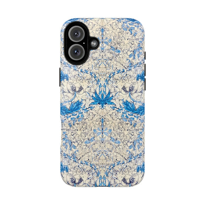 Elegant Floral Phone Case, Tough iPhone Cover, Stylish Mobile Protector, Blue Patterned Case, Unique Gift for Her