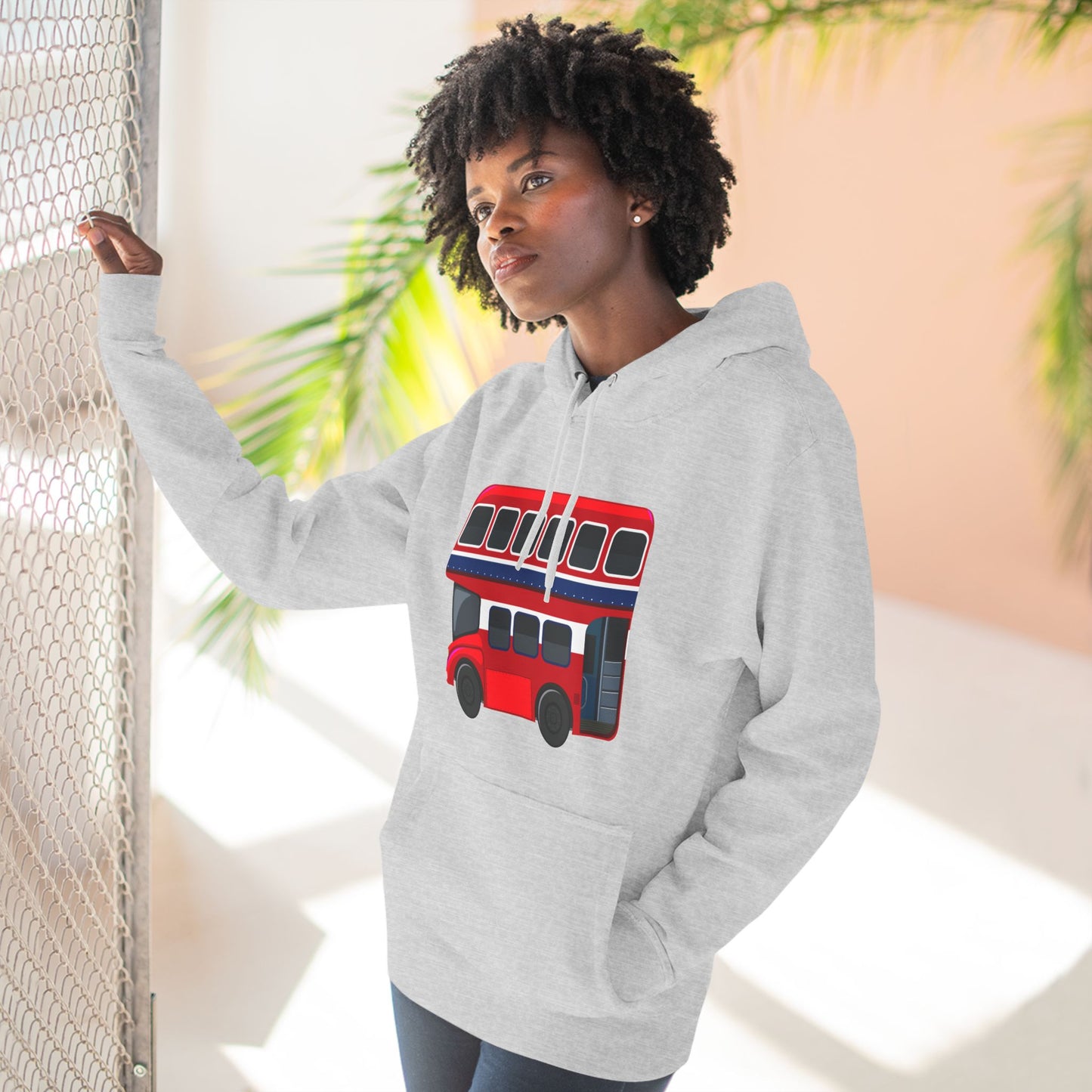 Three-Panel Fleece Hoodie - Sightseeing in Style - The Red Double-Decker