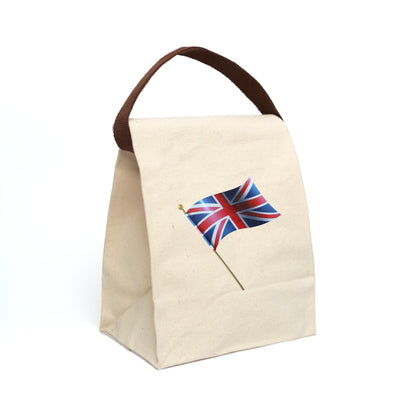 Union Jack Flag in Motion Canvas Lunch Bag With Strap