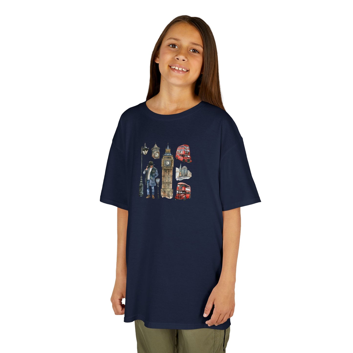 Kids  Tee –  British Landmarks and Symbols Art Design - Fun Cityscape Design for Young Explorers