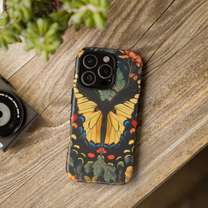 Butterfly Floral Phone Case, Art-inspire Tough Case, Gift for Nature Lovers, Butterfly Pattern Cover, Eco-Friendly Mobile Accessory