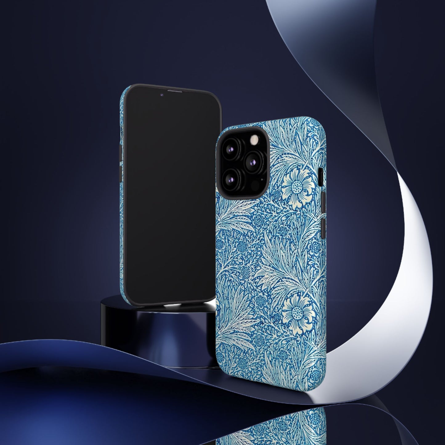 Stylish Phone Case, Tough Floral Phone Cover, Fashionable Tech Accessory, Gift for Her, Blue Flower Design