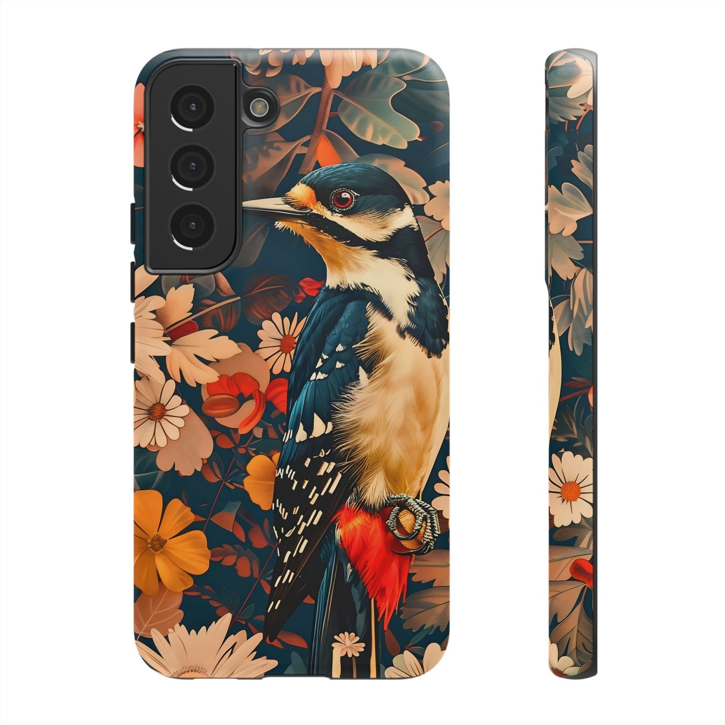 Artistic Bird Phone Case, Unique Tough Cases for Nature Lovers, Floral Design, Cute Gift, Customized Phone Accessories