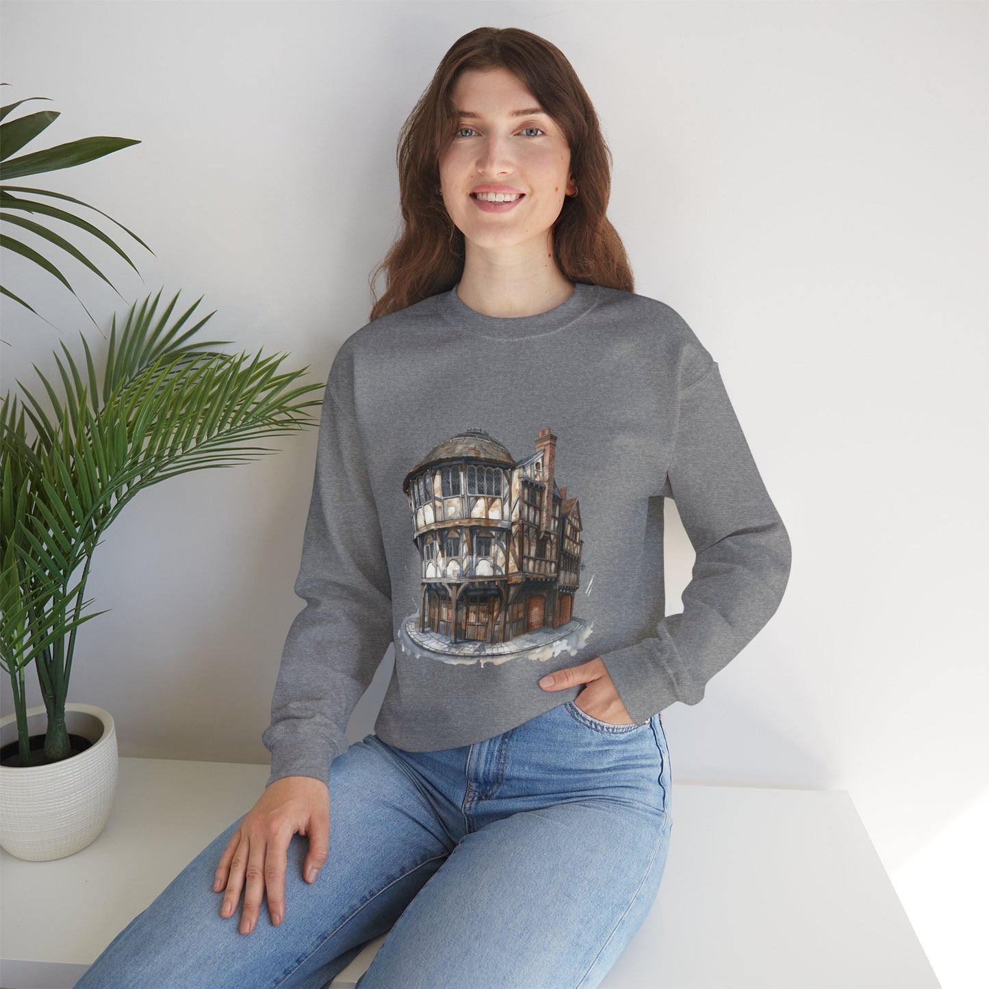 Unisex Heavy Blend™ Crewneck Sweatshirt - Home Away from Home - British Pub Atmosphere