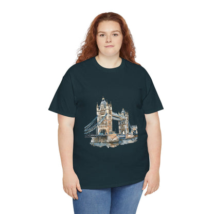 Unisex Heavy Cotton Tee - London Bridge - Iconic Landmark and Historical Beauty