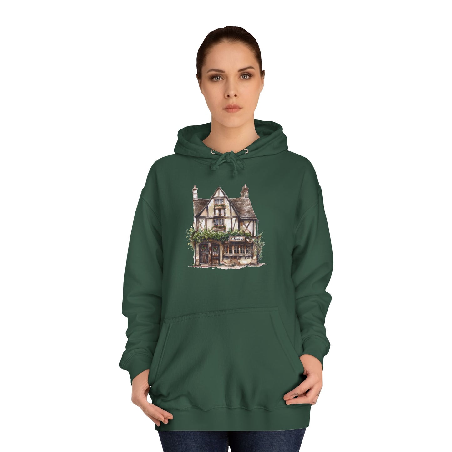 Unisex College Hoodie - Classic British Abode - Where Tradition Meets Comfort