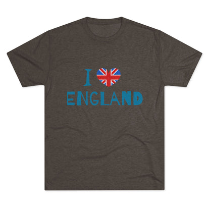 I Love England - Union Jack Heart Trendy Unisex Tri-Blend Crew Tee