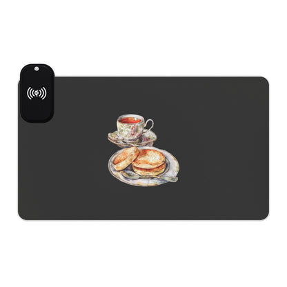 Afternoon Tea & Scones – English Delight - LED Wireless Charging Gaming Mouse Pad - Artful Design, Desk Accessory, Gamer Gift, Home Office Decor, Tech Essentials