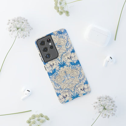 Elegant Floral Phone Case, Tough iPhone Cover, Stylish Mobile Protector, Blue Patterned Case, Unique Gift for Her