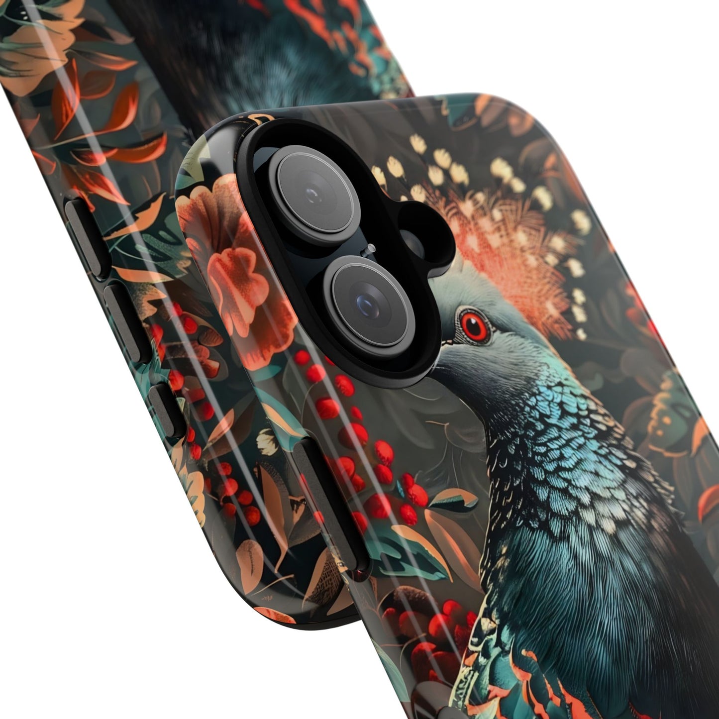 Floral Peacock Phone Case, Tough Cases, Artistic Phone Cover, Unique Gift, Nature Lover Accessory, Protective Case
