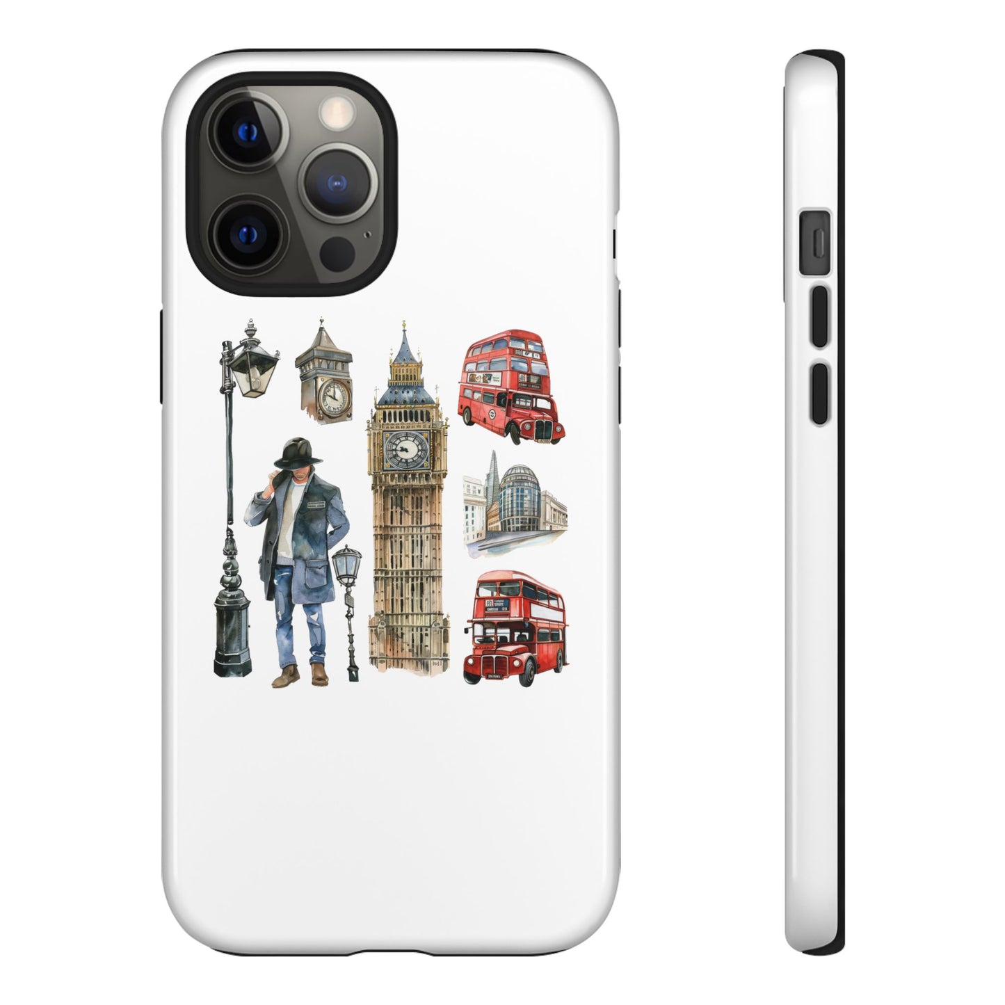 London Iconic Design Phone Case, Tough Cases, Gift for Travelers, London Souvenir, London Icons, Red Bus Phone Case