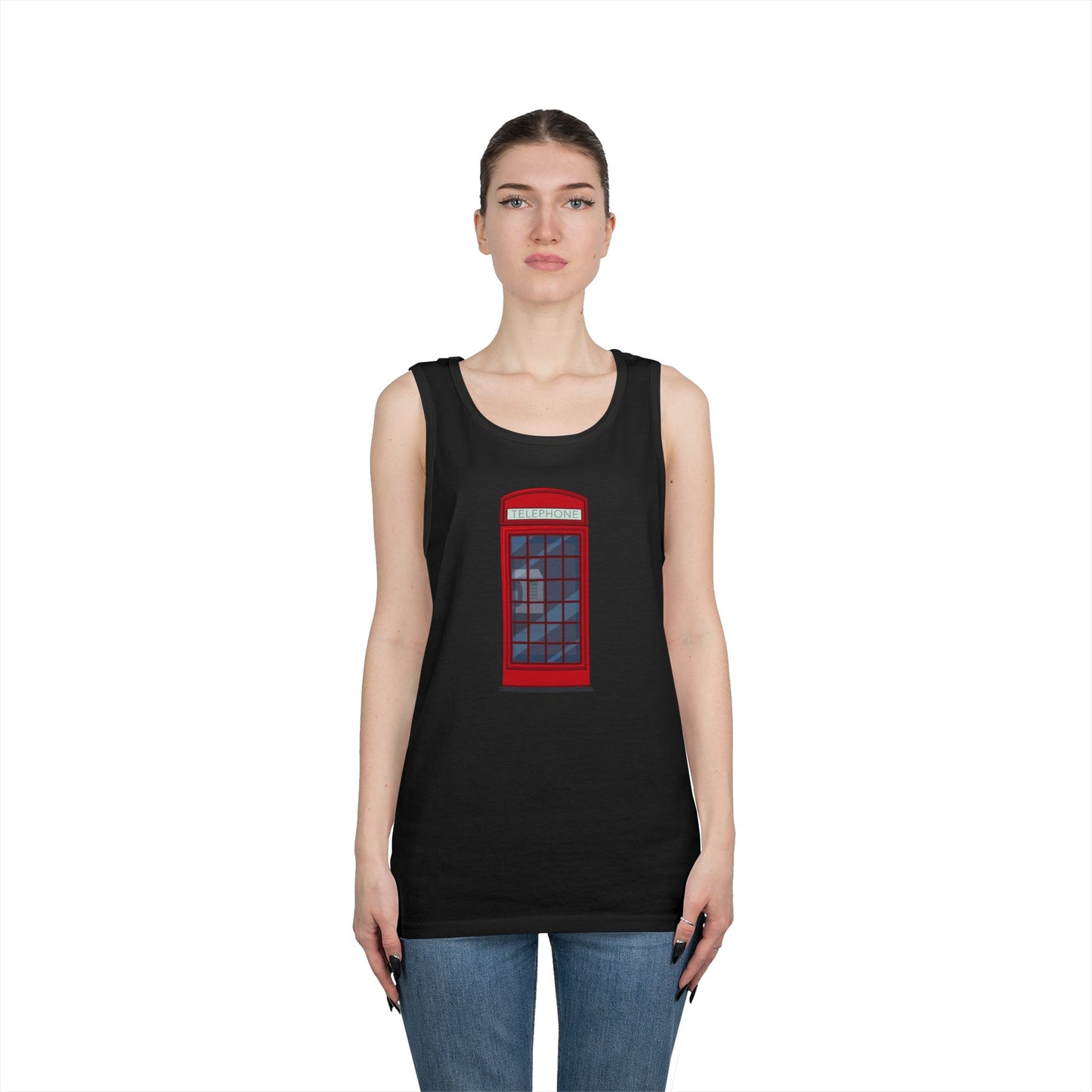 Unisex Heavy Cotton Tank Top - Iconic British Public Telephone