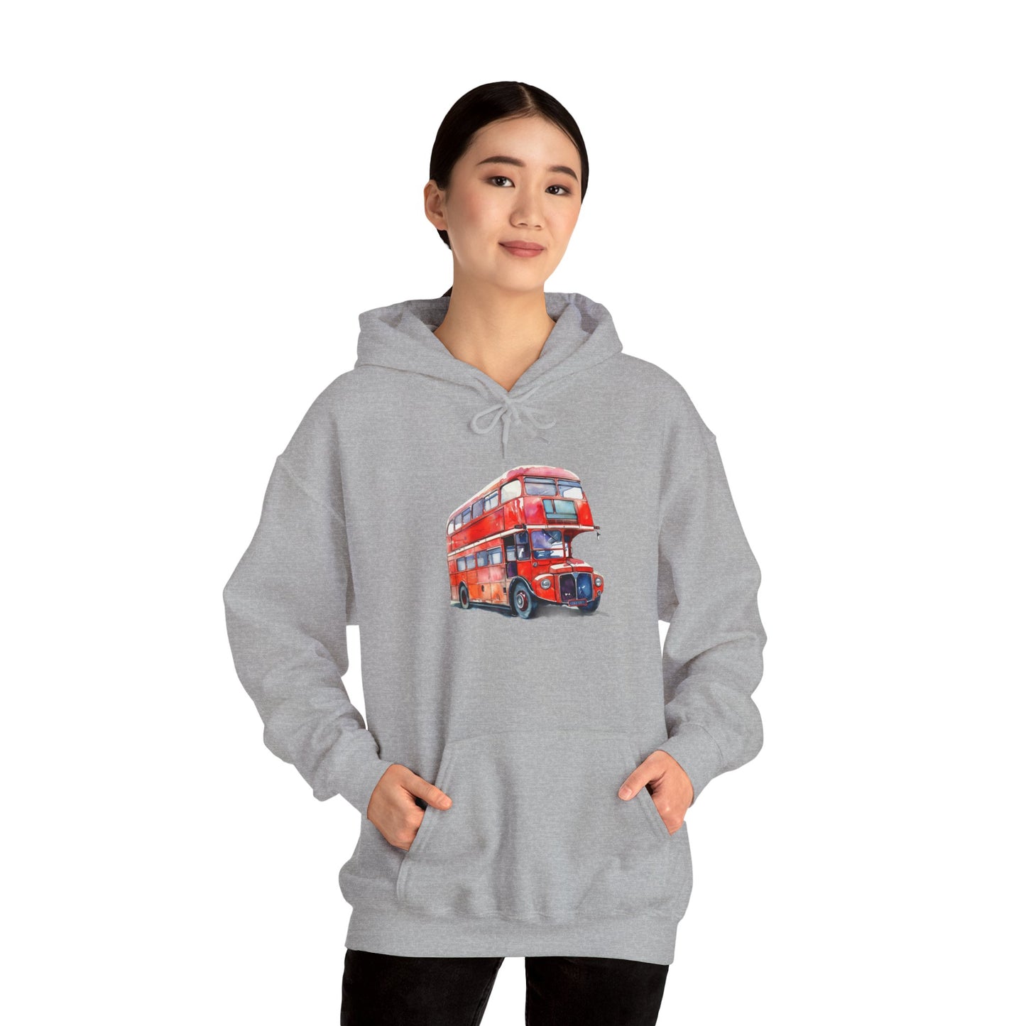 Unisex Heavy Blend™ Hooded Sweatshirt - The Heart of London - Iconic Double-Decker Buses