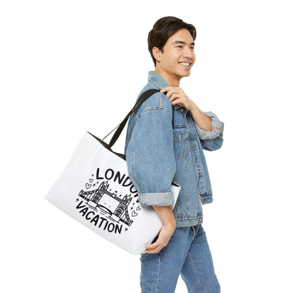 London Vacation Weekender Tote Bag, Travel Tote, Beach Bag, Stylish Carryall, Gift for Travelers, Summer Essentials