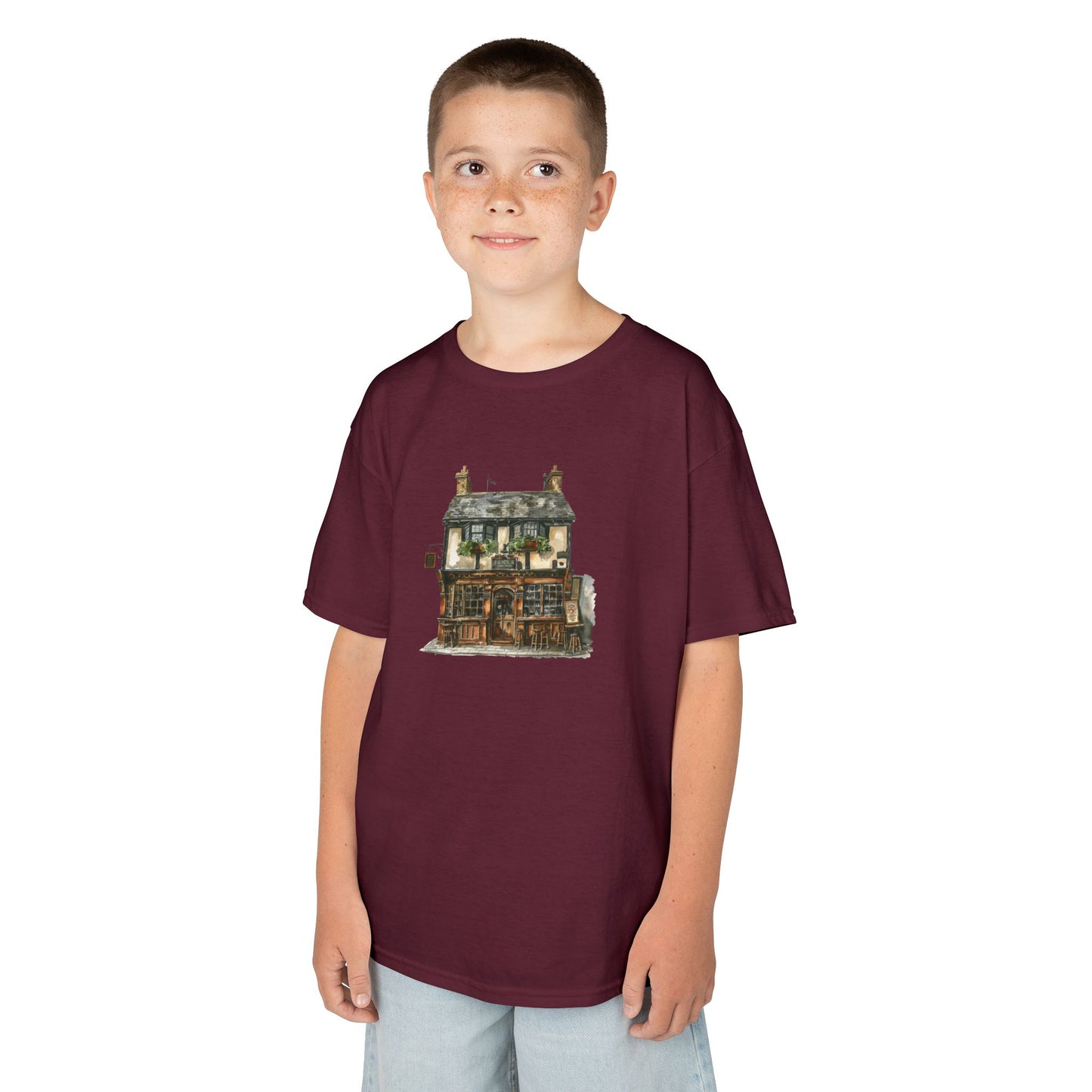 Kids Heavy Cotton™ Tee - Historic English Home Wall Art Design -  Fun & Comfortable Shirt for Young Explorers