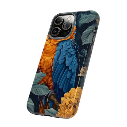 Tropical Parrot Phone Case - Tough Cases, Colorful Phone Cover, Nature Lover Gift, Floral Design, Bird Lover Accessory