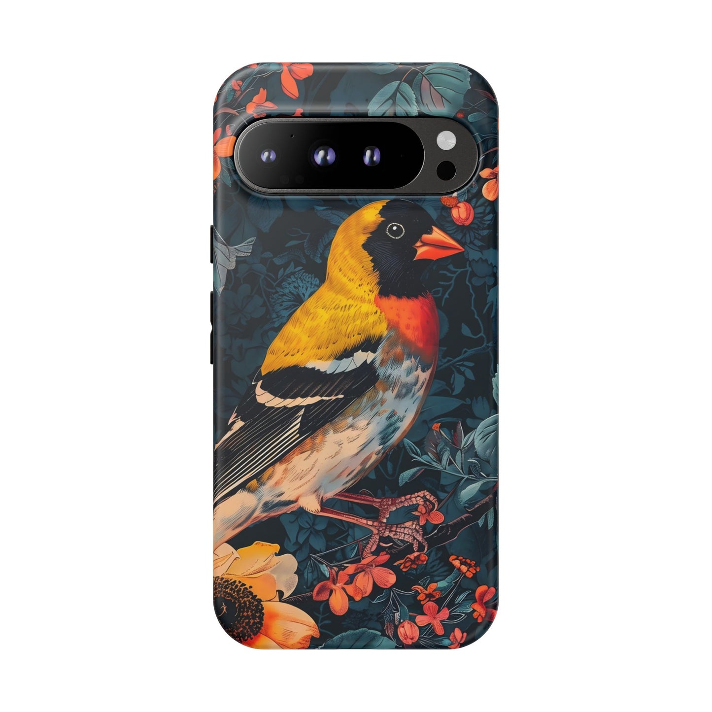 Colorful Bird Phone Case, Floral Phone Cover, Tough Phone Protector, Nature Lover Gift, Botanical Case, Unique Mobile Accessory