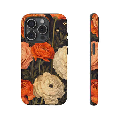 Floral Phone Case with Tough Protection, Blooming Ranunculus Design, Durable Cover, Gift for Flower Lovers, Eco-Friendly Phone Accessory