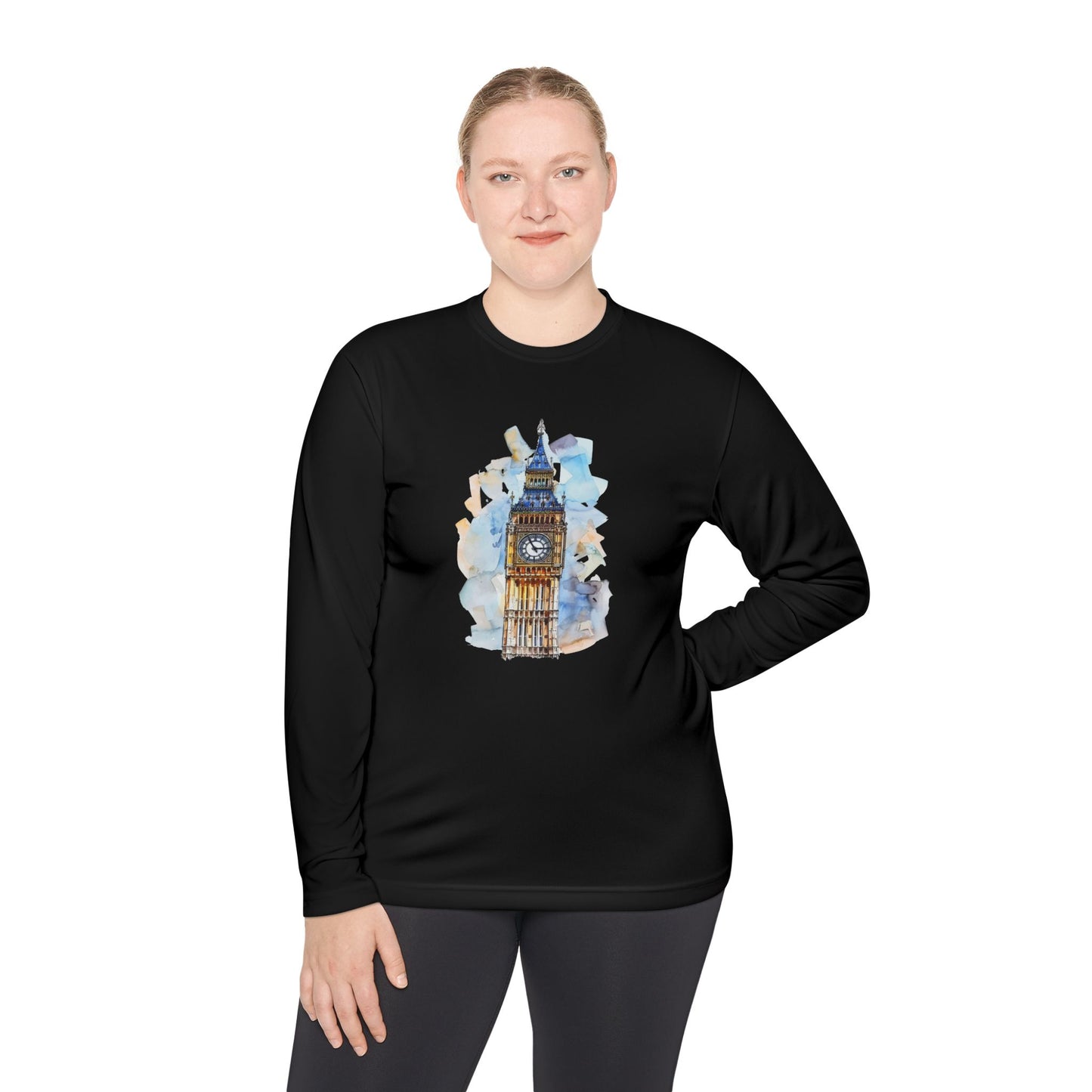 Unisex Lightweight Long Sleeve Tee - Vintage Big Ben Wall Art Design