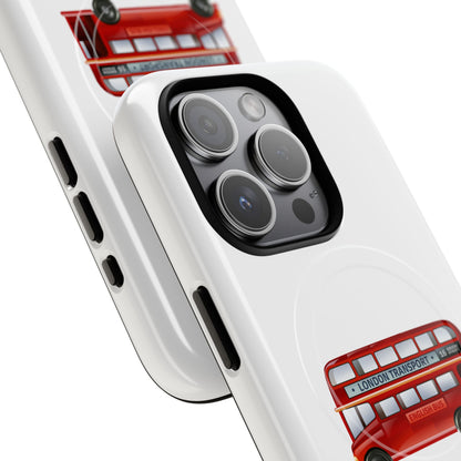 London Bus Tough Magnetic Case, iPhone Protector, Unique Phone Cover, Gifts for Travelers, Durable Mobile Case