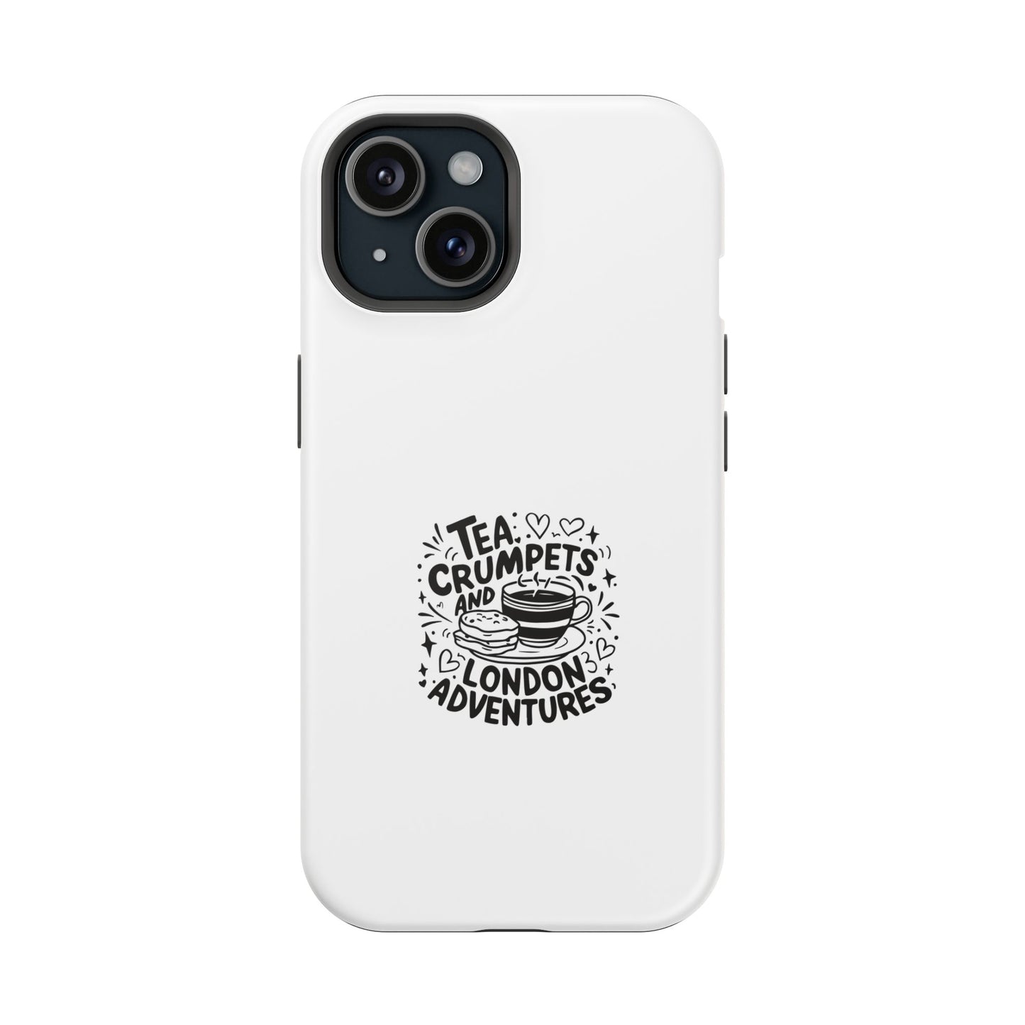 Magnetic Phone Case - Tea Crumpets London Adventures, Gift for Travelers, Cute Phone Cover, Unique Phone Accessory, Fun Design