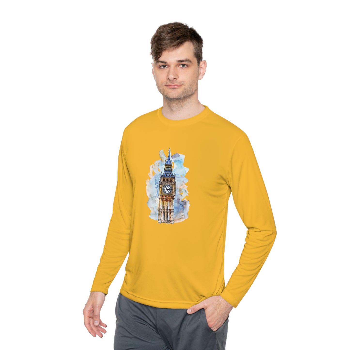 Unisex Lightweight Long Sleeve Tee - Iconic Big Ben Clock Tower Design - London Landmark