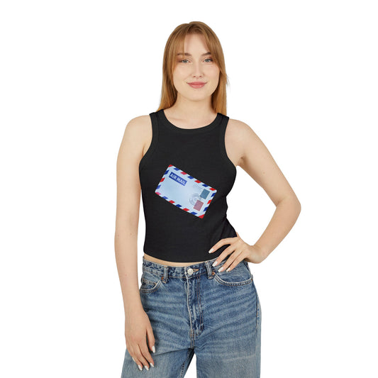 Women's Micro Rib Racer Tank Top - Vintage British Air Mail - Classic Postal Design