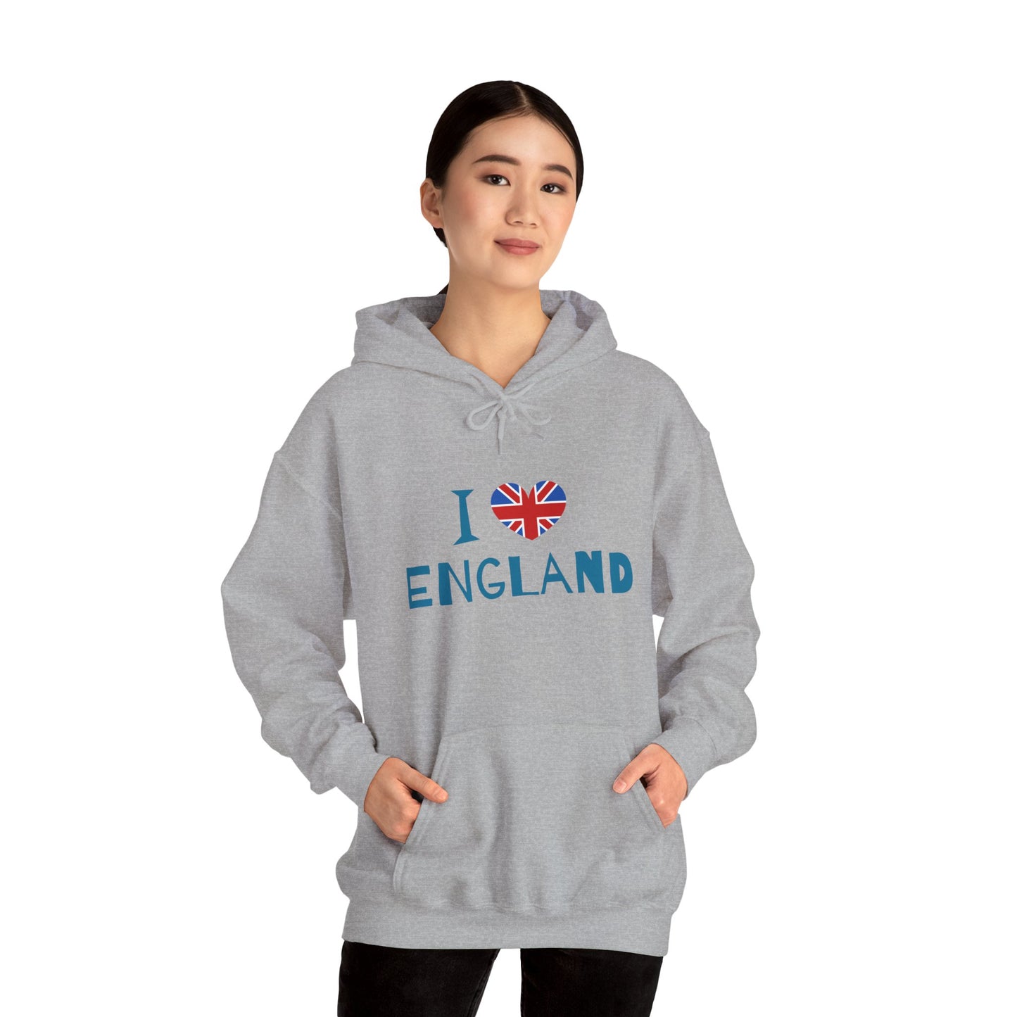 Unisex Heavy Blend™ Hooded Sweatshirt - I Love England - Union Jack Heart Design