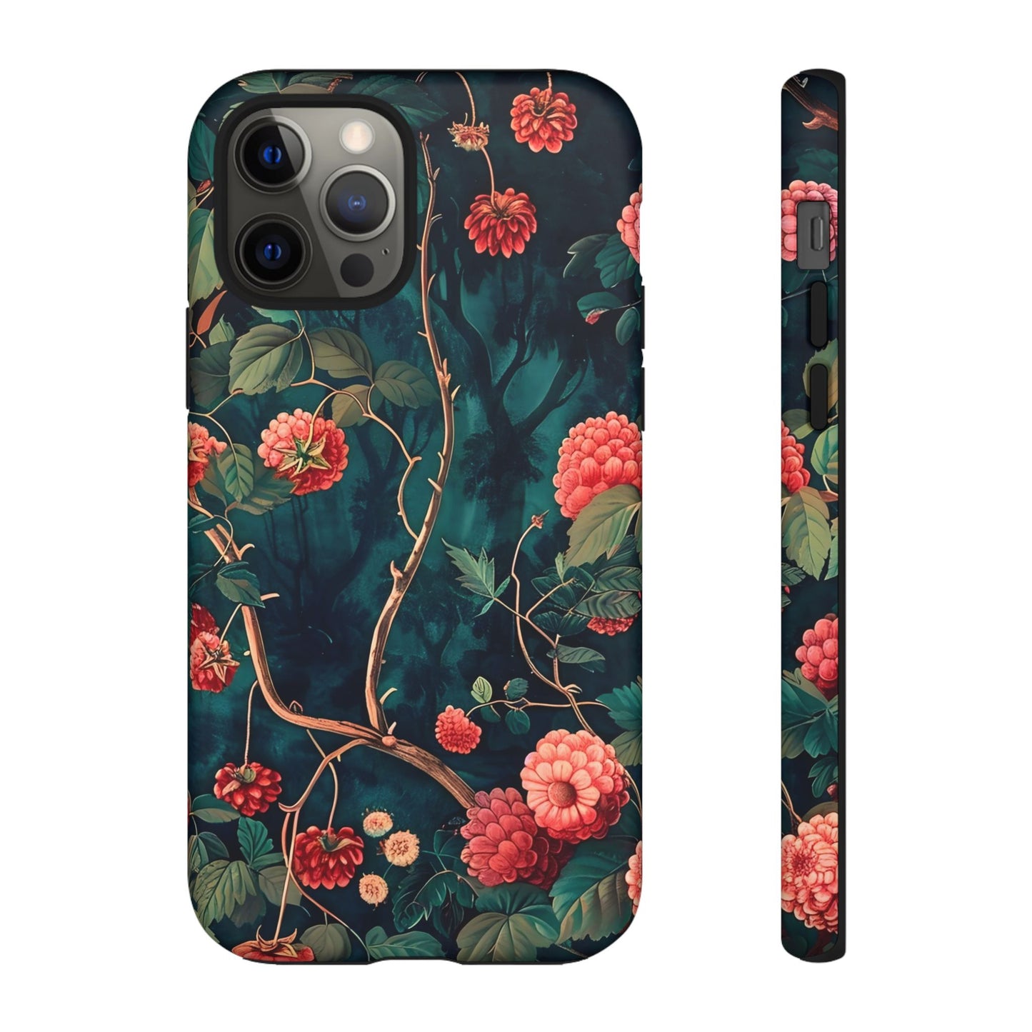 Floral Tough Phone Case with Vibrant Berry Design, Protective iPhone Skin, Gift for Nature Lovers, Elegant Tech Accessory, Unique Gift Idea
