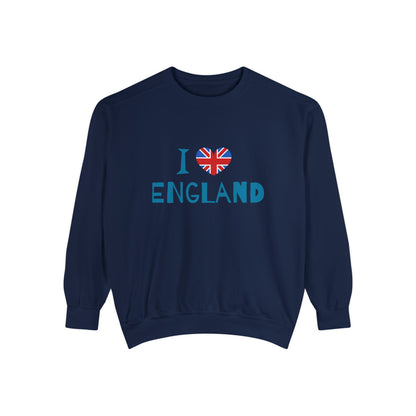 Unisex Garment-Dyed Sweatshirt Relaxed - I Love England