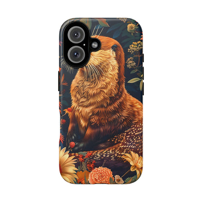 Otter Phone Case, Floral Otter Design, Tough Phone Cover, Nature Lover Gift, Cute Animal Accessories