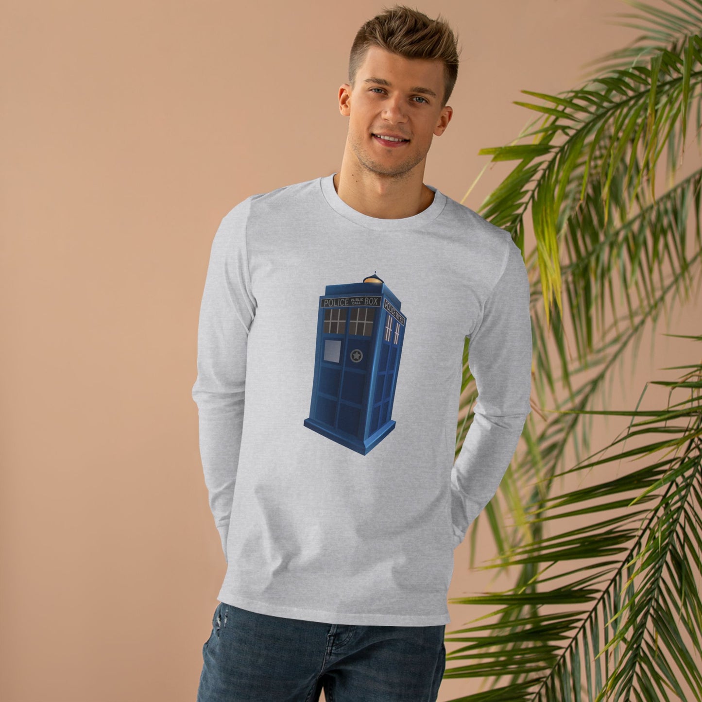 Men’s Base Longsleeve Tee - British Police Public Call Box