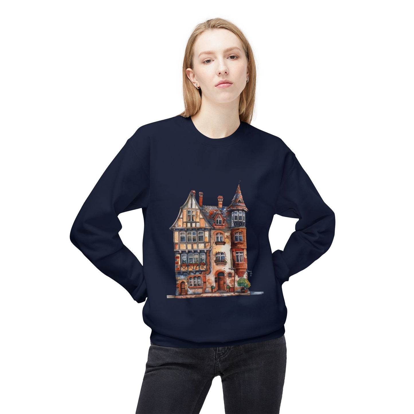 Unisex Midweight Softstyle Fleece Crewneck Sweatshirt - Life in a British Village House