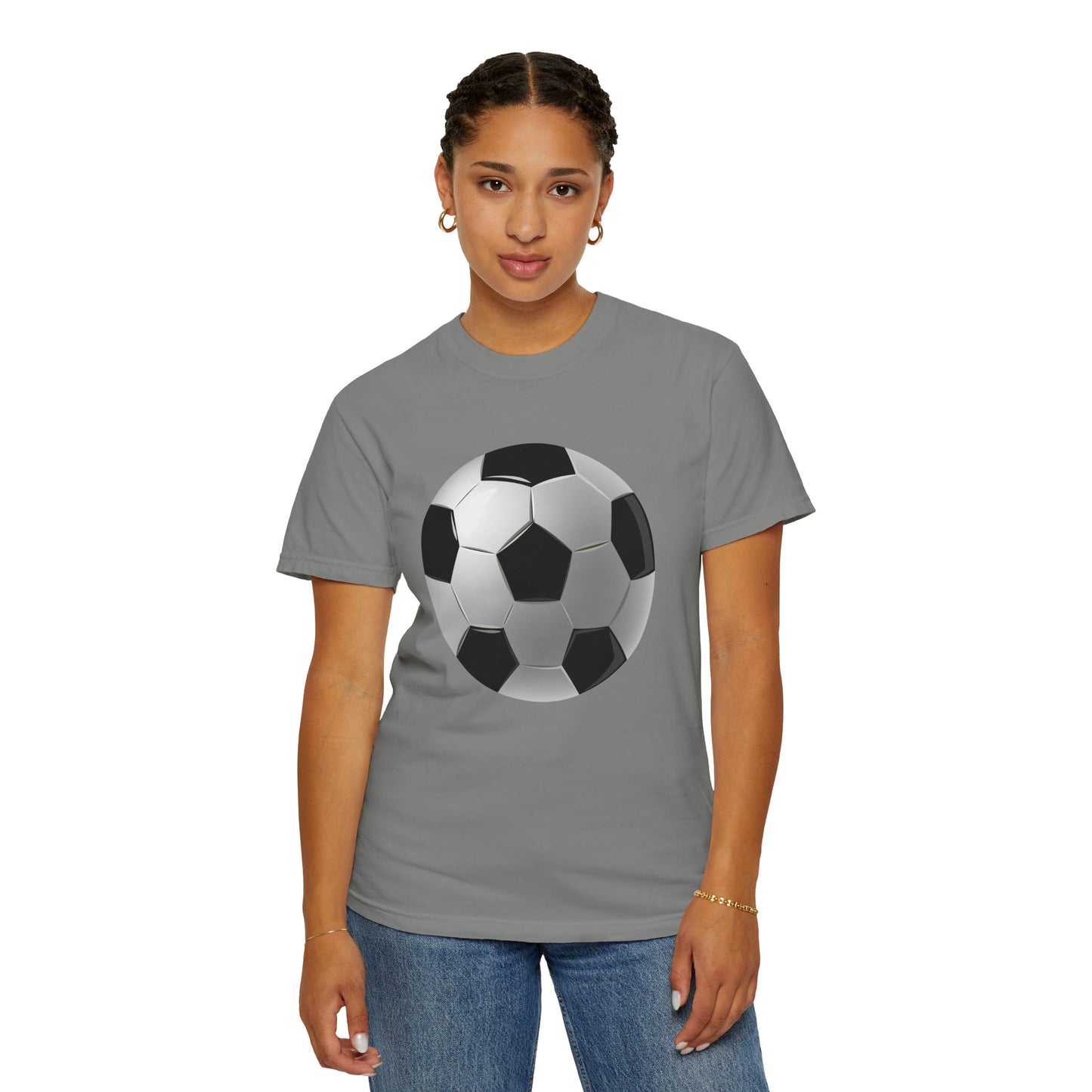 Unisex Garment-Dyed T-shirt - Dynamic Football Design - Sports Passion and Energy