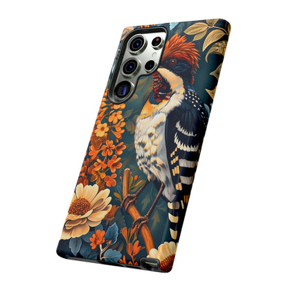 Tough Cases: Floral Bird Phone Case, Vintage Style Cover, Nature Lover Gift, Botanical Design, Spring Inspire Fashion