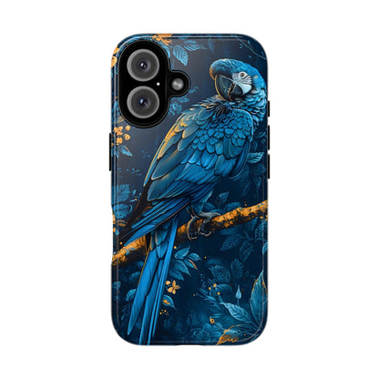 Tough Cases - Vibrant Blue Parrot Phone Case, Tropical Bird Phone Cover, Nature Lover Gift, Eco-Friendly Accessories, Unique Wildlife Decor