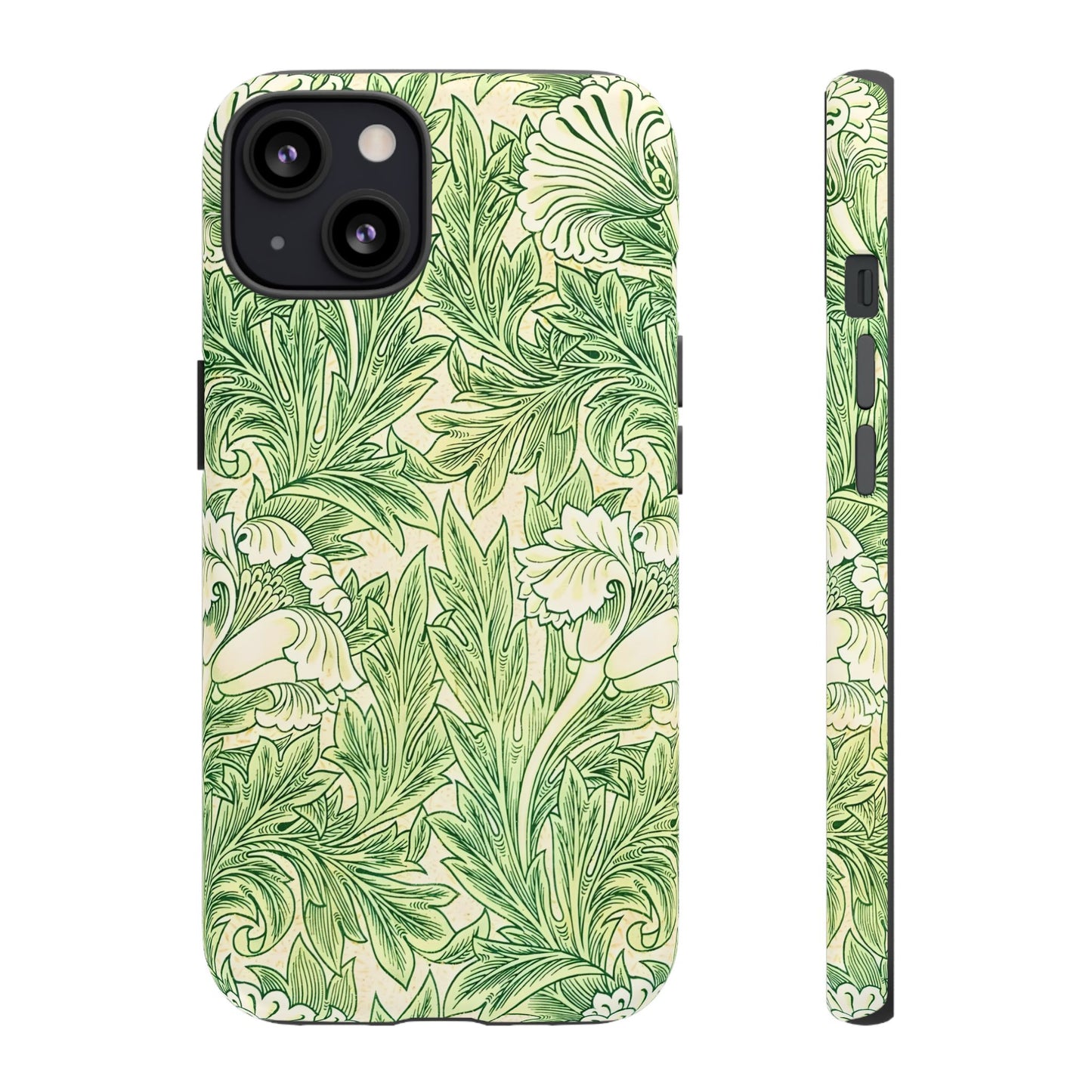 Green Floral Phone Case, Botanical iPhone Cover, Tough Phone Shell, Nature-inspired Gift, Eco-friendly Tech Accessory
