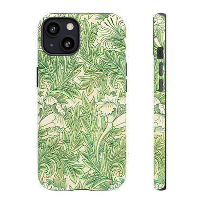 Green Floral Phone Case, Botanical iPhone Cover, Tough Phone Shell, Nature-inspired Gift, Eco-friendly Tech Accessory